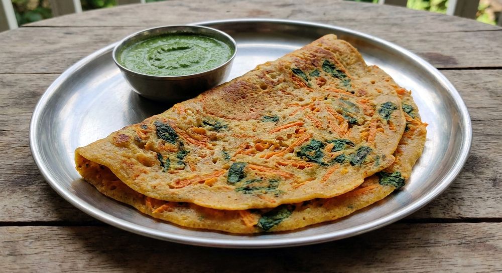 Besan vegetable chilla with green chutney